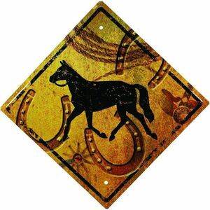 Rivers Edge Horse Crossing Tin Sign Embossed Brown Size 11.5 x 11.5-in Gift NEW